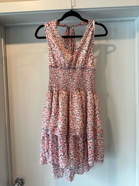 Sleeveless Floral Tiered Sundress in Pink & Red